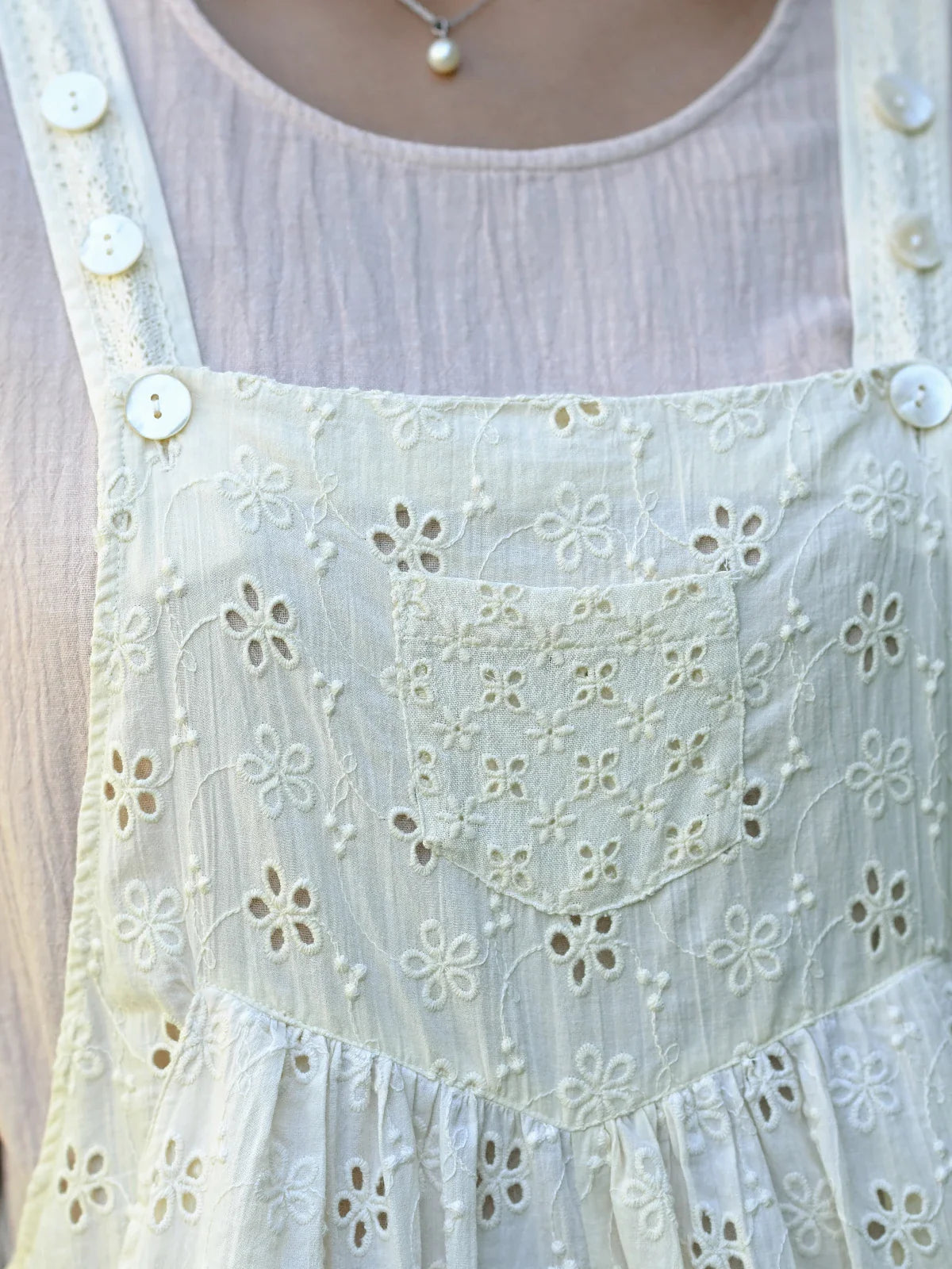 April Cornell Garden Tour Eyelet Overall - Ecru
