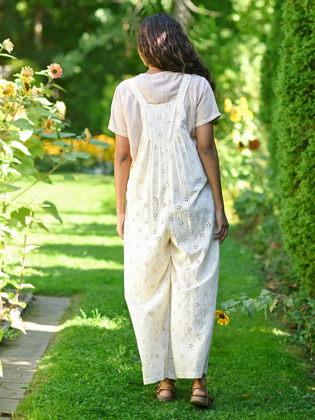 April Cornell Garden Tour Eyelet Overall - Ecru