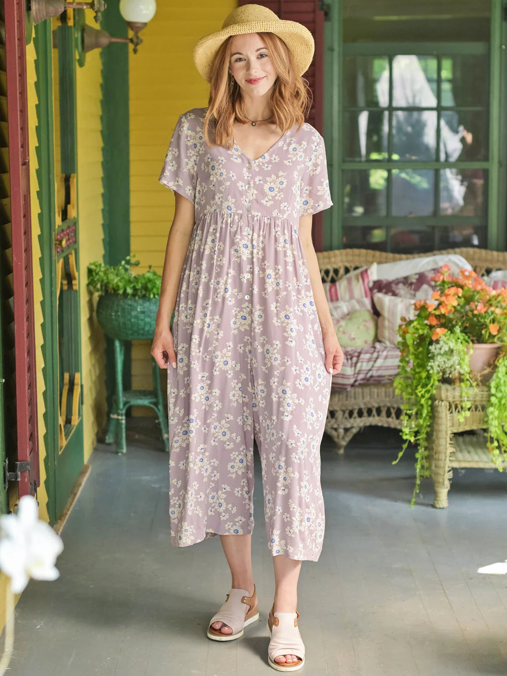 April Cornell Dawn Flower Jumpsuit - Amethyst