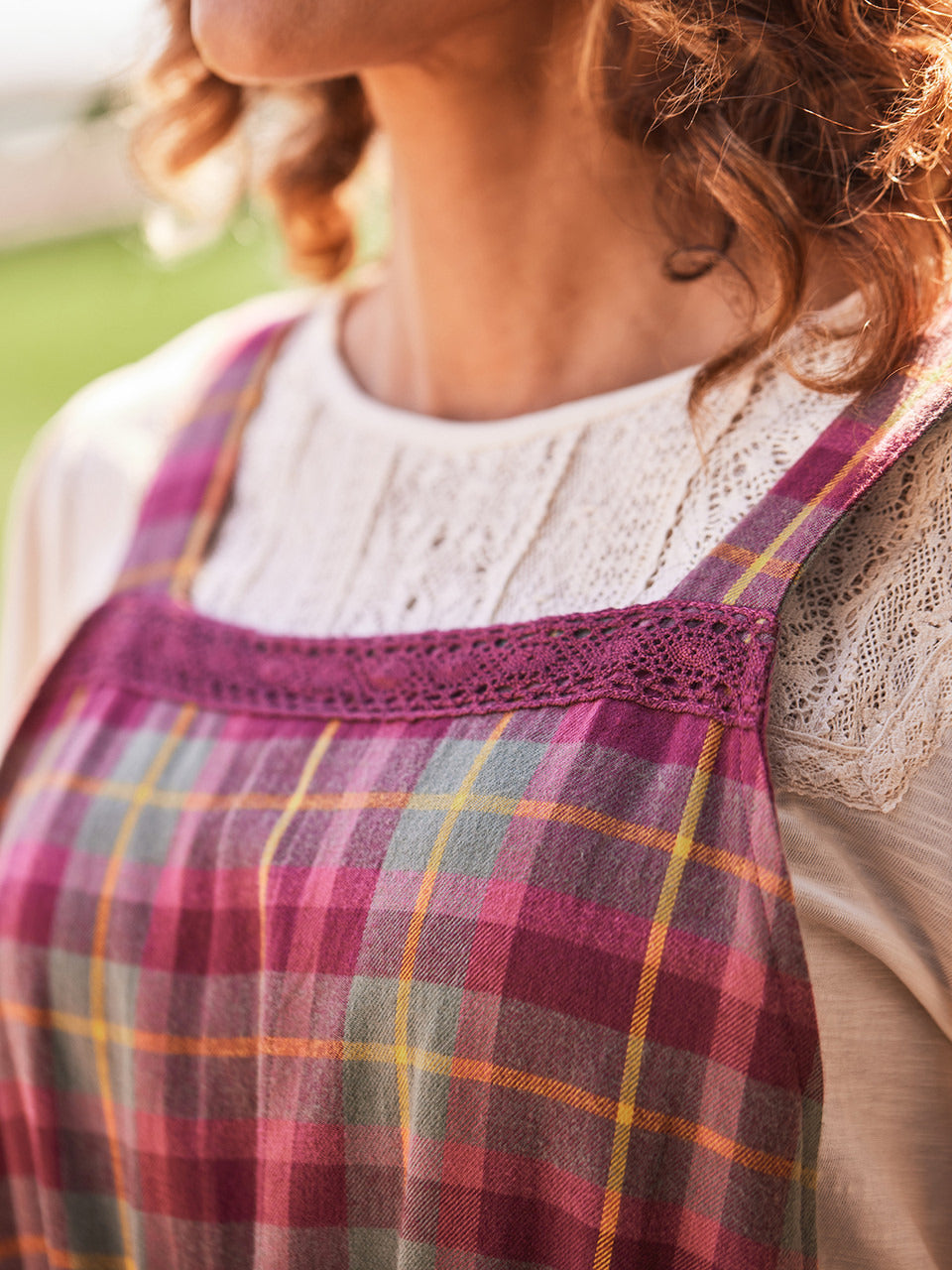 April Cornell Plumberry Plaid Jumpsuit