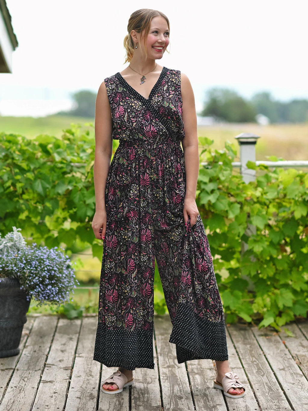 April Cornell Butterfly Vine Jumpsuit - Black