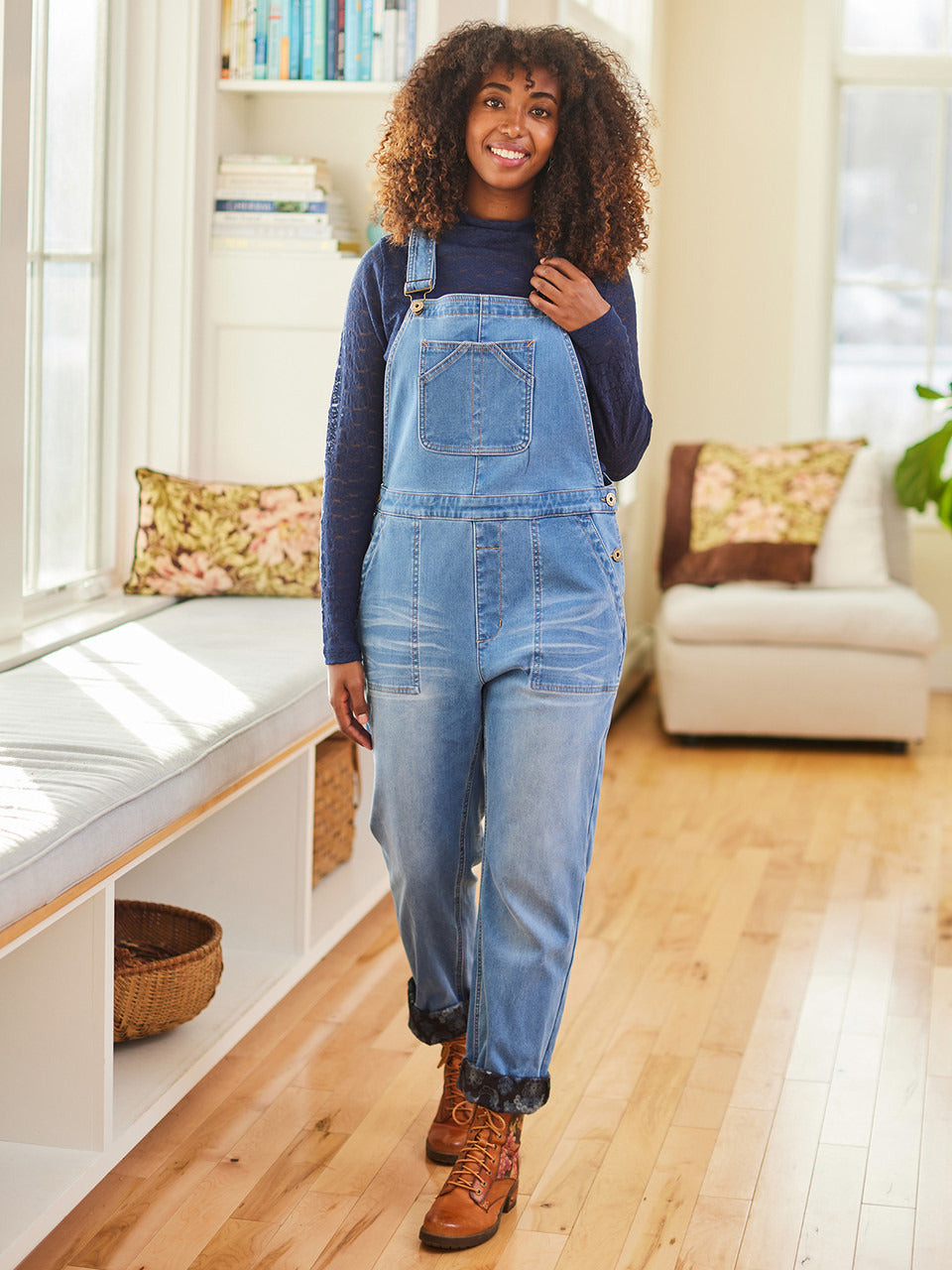 April Cornell Cowgirl Fleece Lined Denim Overall - Denim Navy