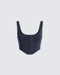 Finesse Jarvis Black Metallic Hook & Eye Corset