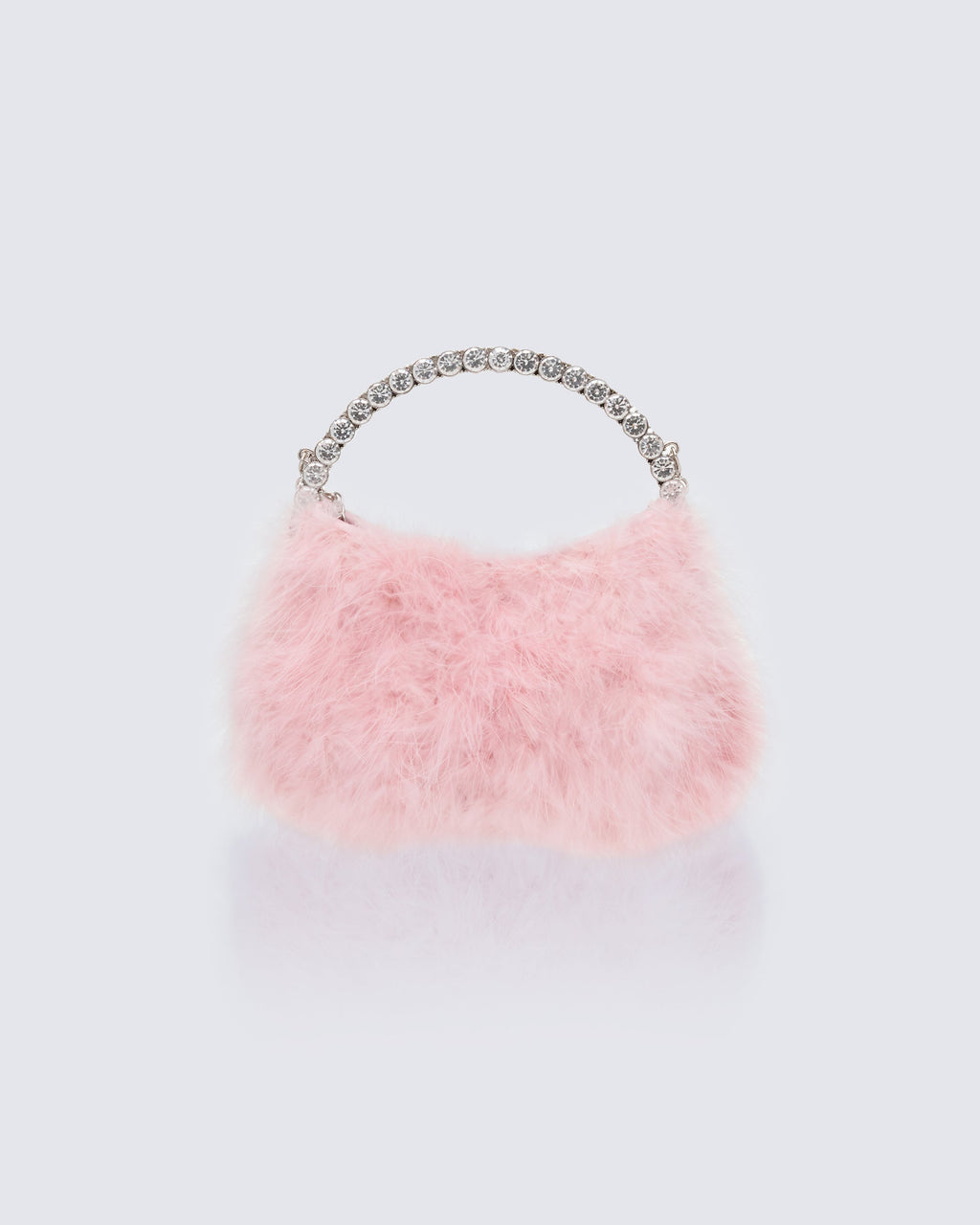Finesse Keely Pink Feather Corsage Bag With Diamante Handle