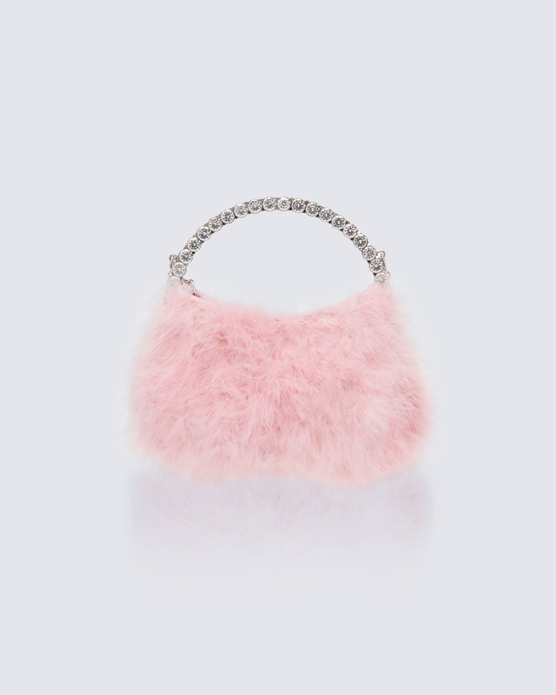 Finesse Keely Pink Feather Corsage Bag With Diamante Handle