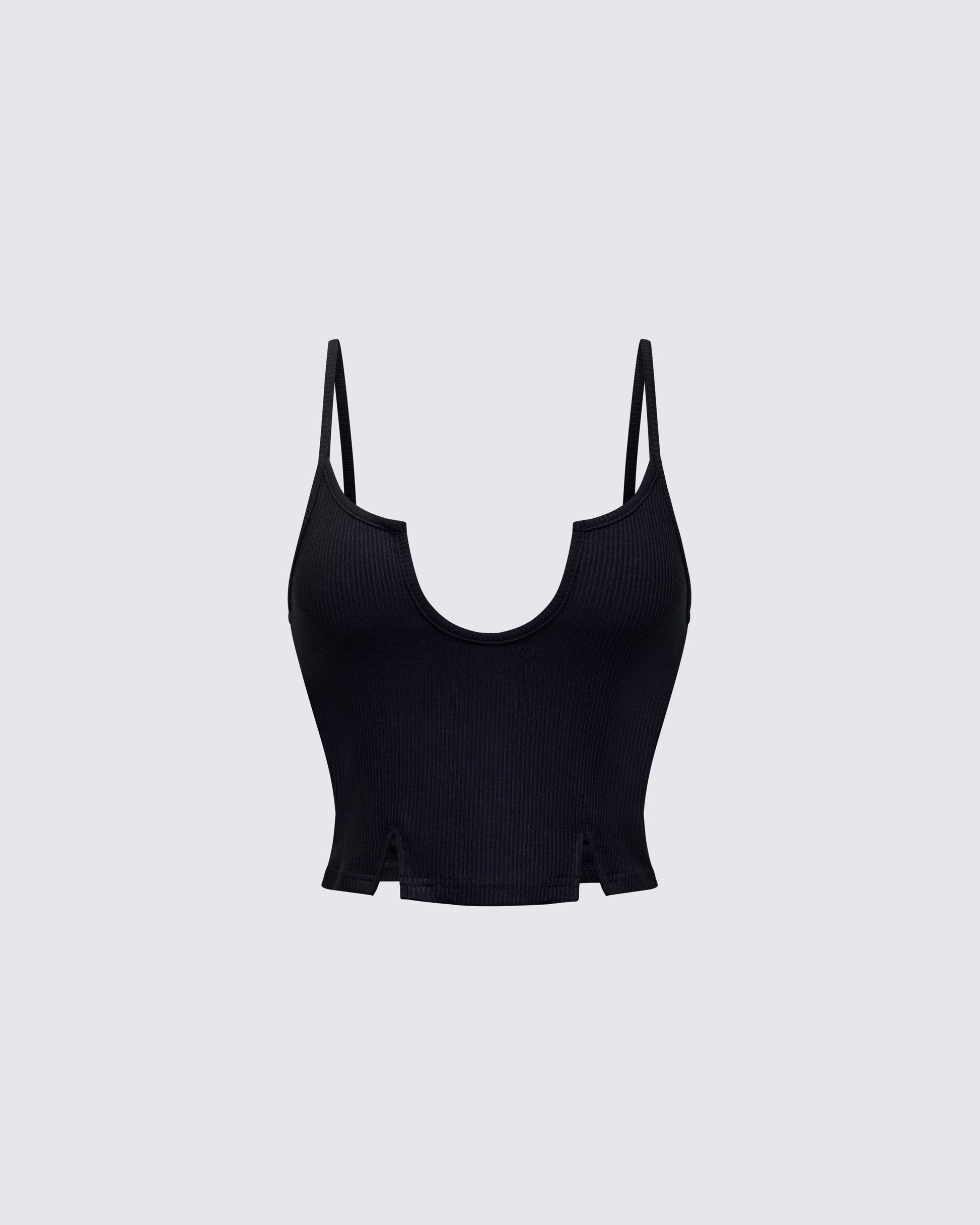 Finesse Keykie Rib U Neck Crop Cami Top