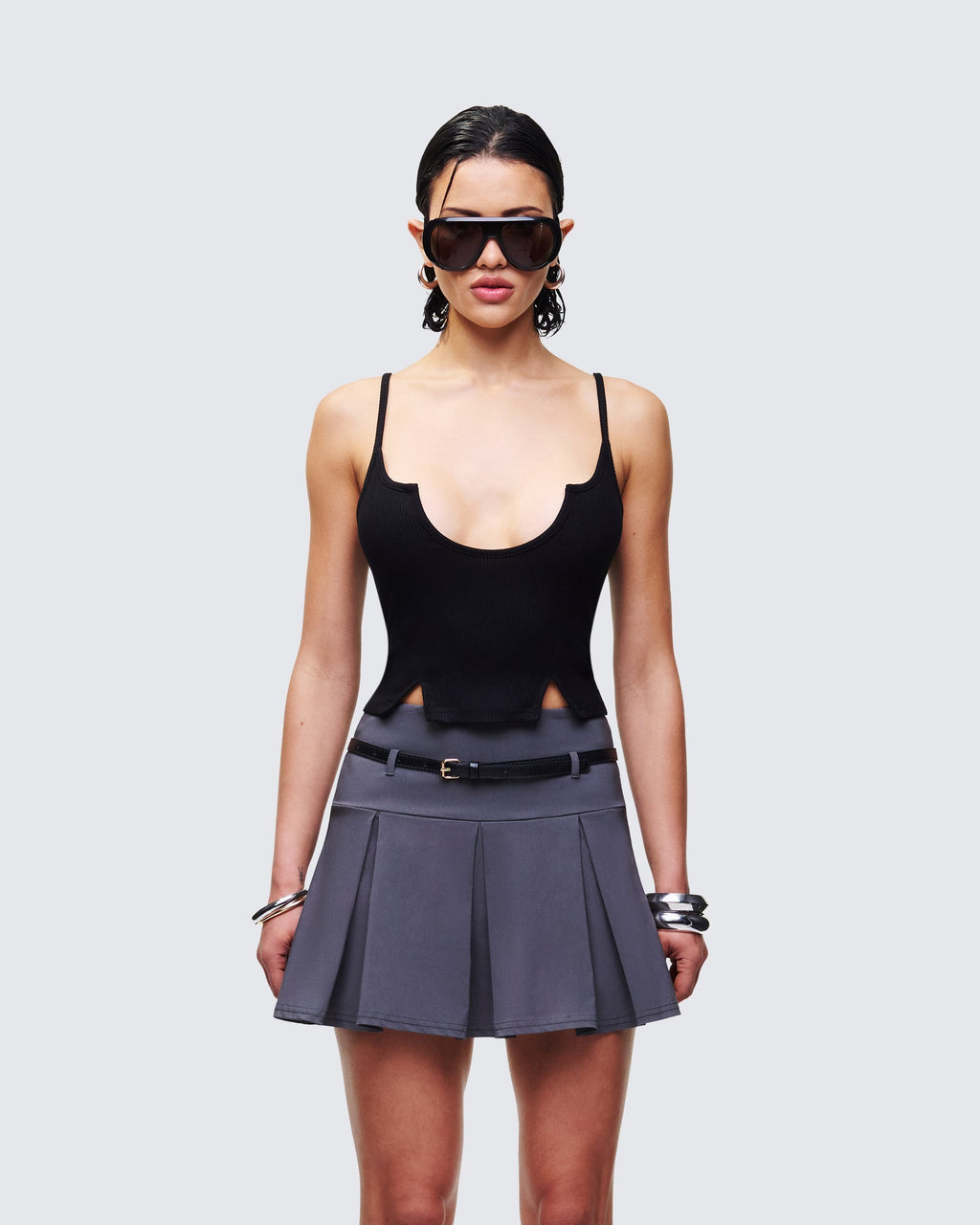 Finesse Keykie Rib U Neck Crop Cami Top