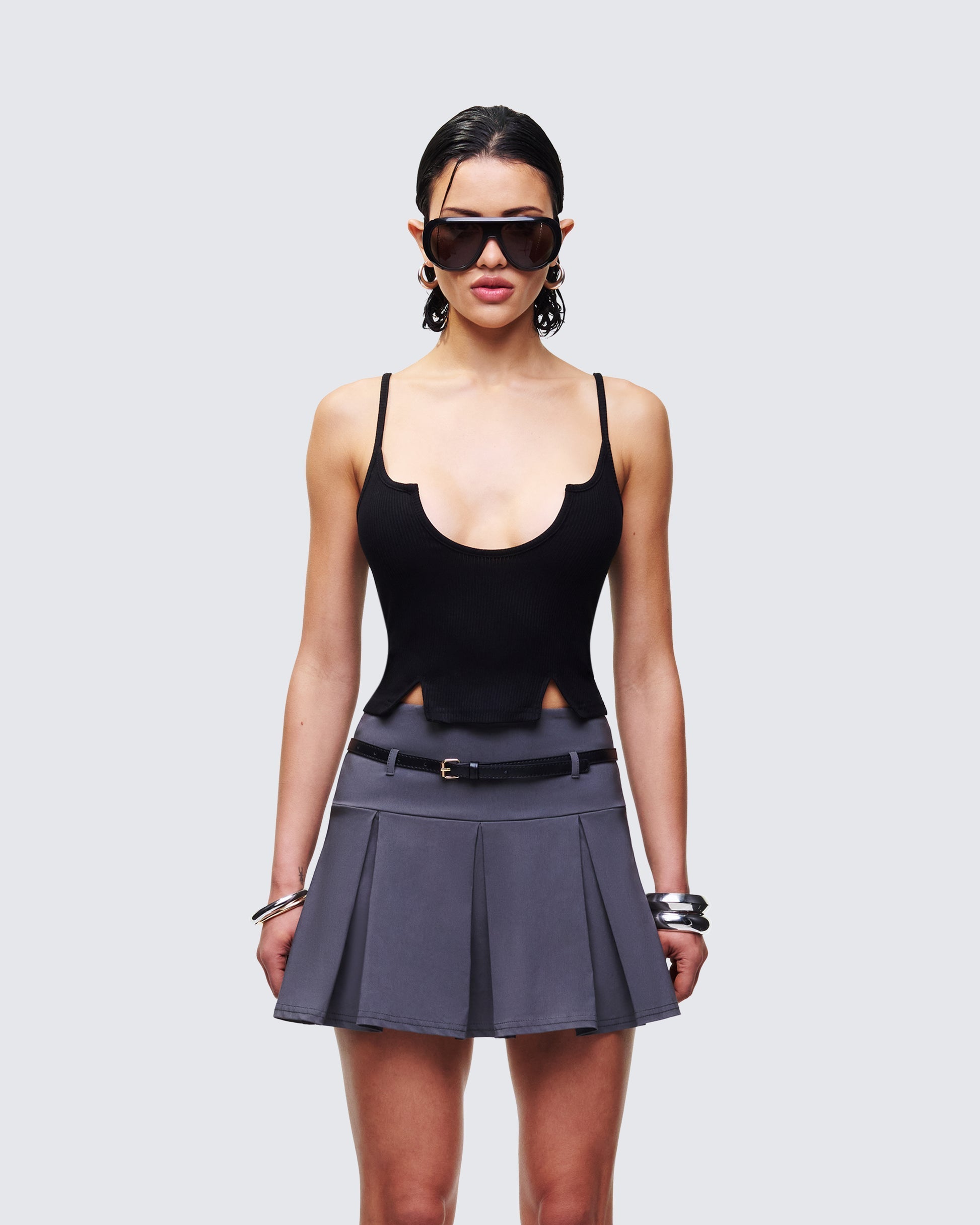 Finesse Keykie Rib U Neck Crop Cami Top