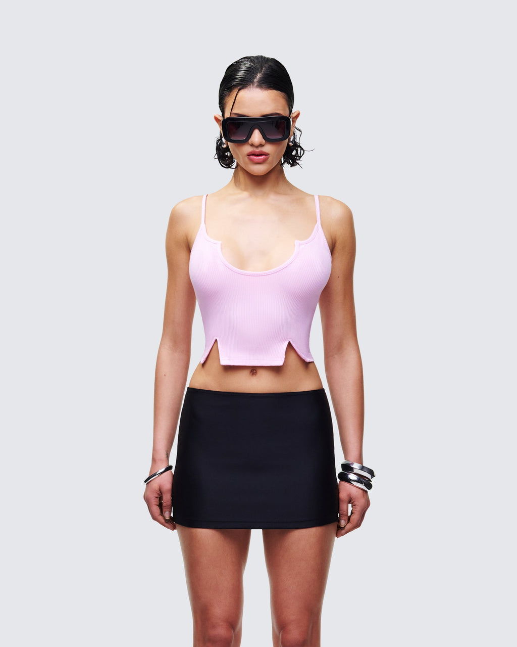 Finesse Keykie Rib U Neck Crop Cami Top