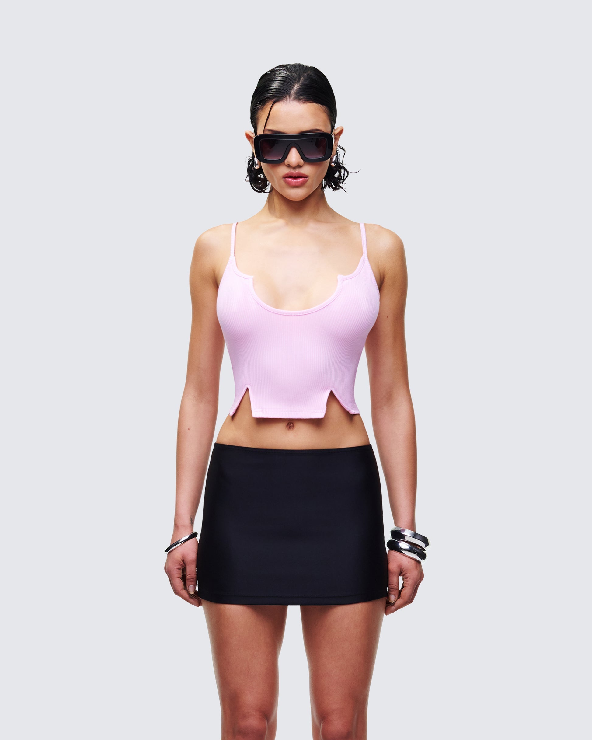 Finesse Keykie Rib U Neck Crop Cami Top