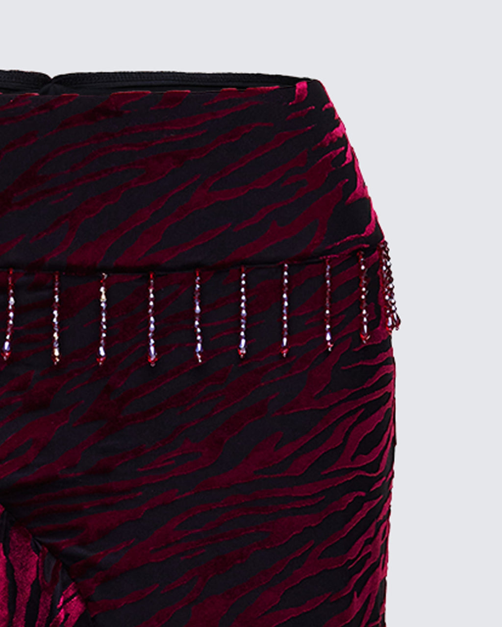 Finesse Kira Red Velvet Burn Out Beaded Maxi Skirt