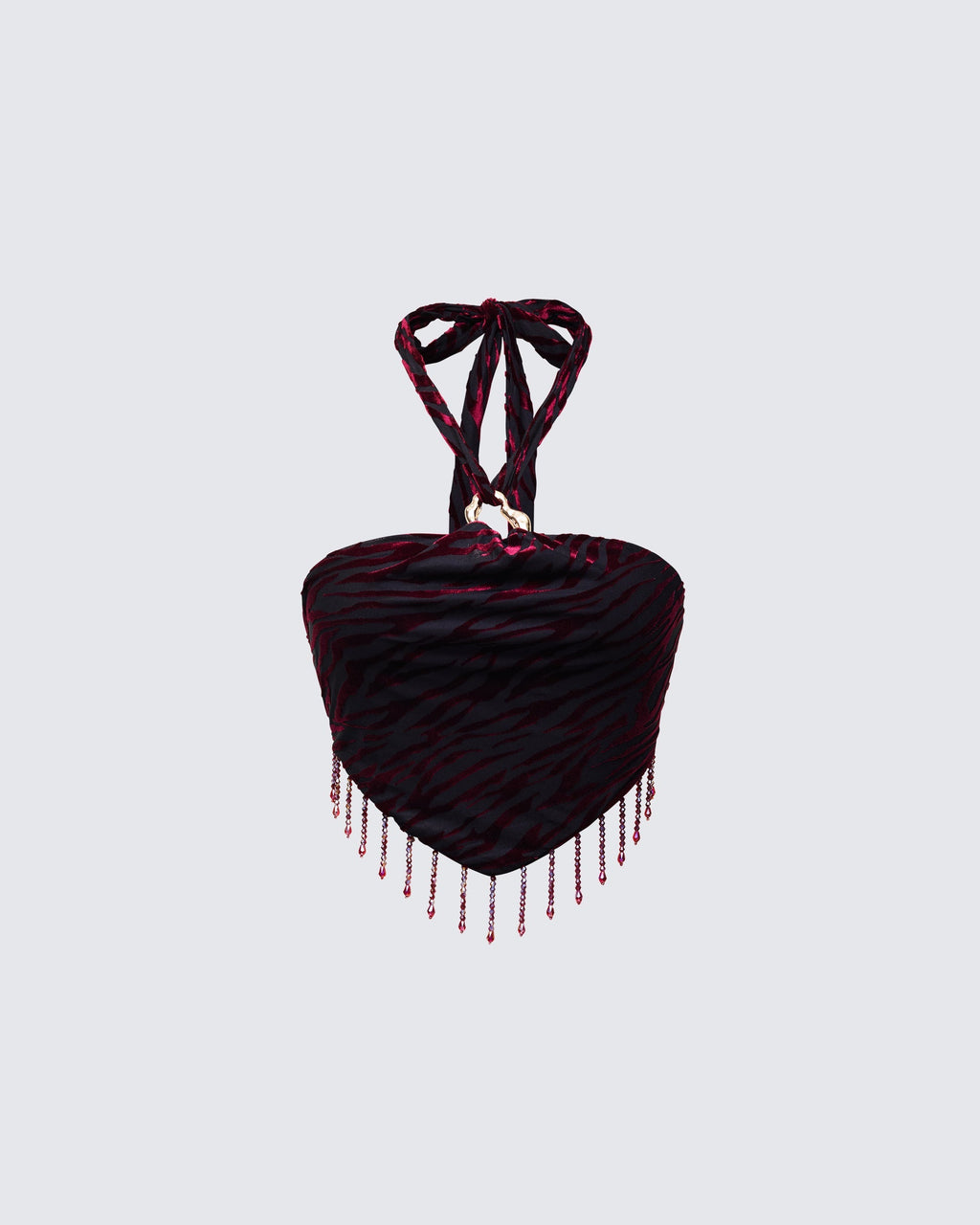 Finesse Kira Red Velvet Burn Out Beaded Top