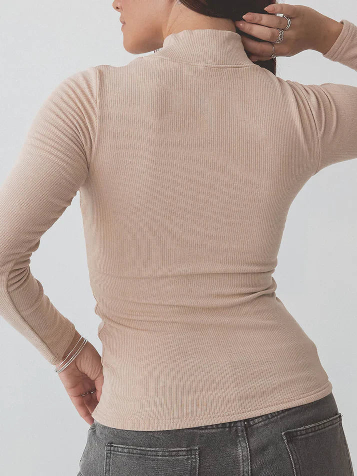 Klassy Ribbed Turtleneck Long Sleeve