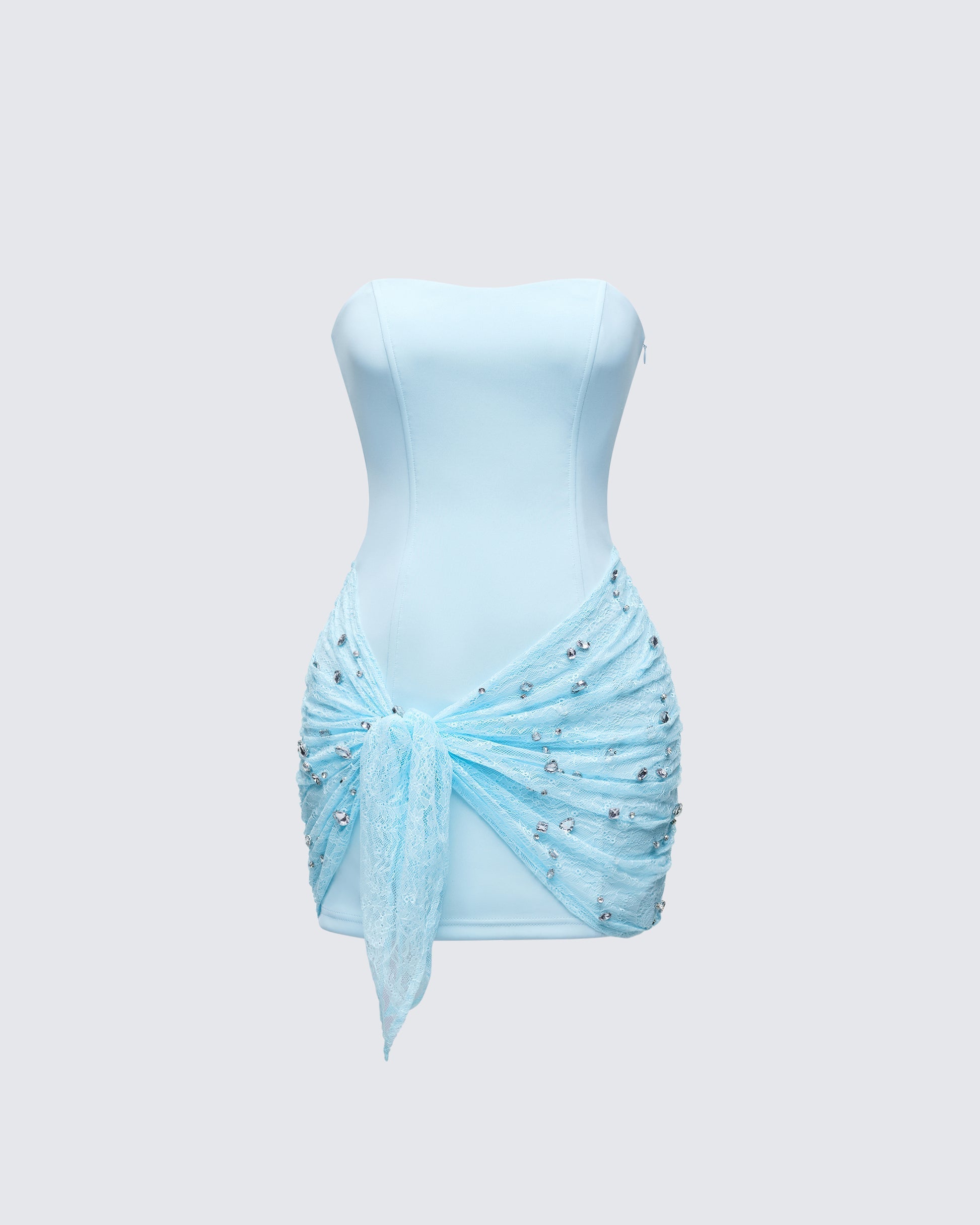 Finesse Koralie Baby Blue Rhinestone Wrap Dress
