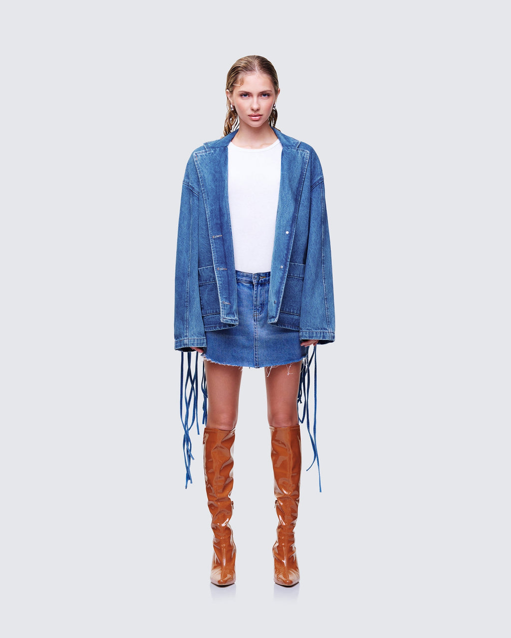 Finesse Kumi Blue Denim Macrame Jacket