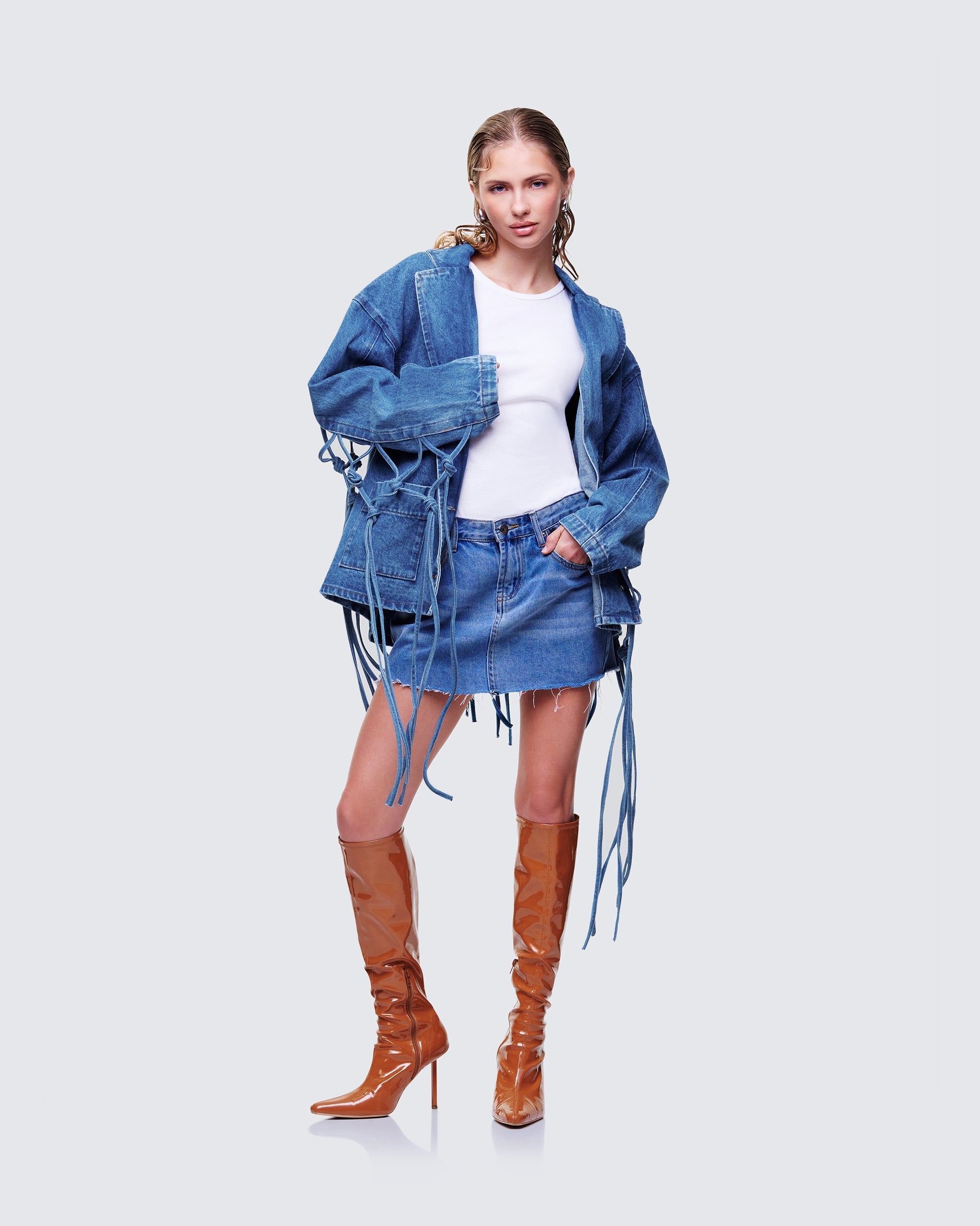 Finesse Kumi Blue Denim Macrame Jacket