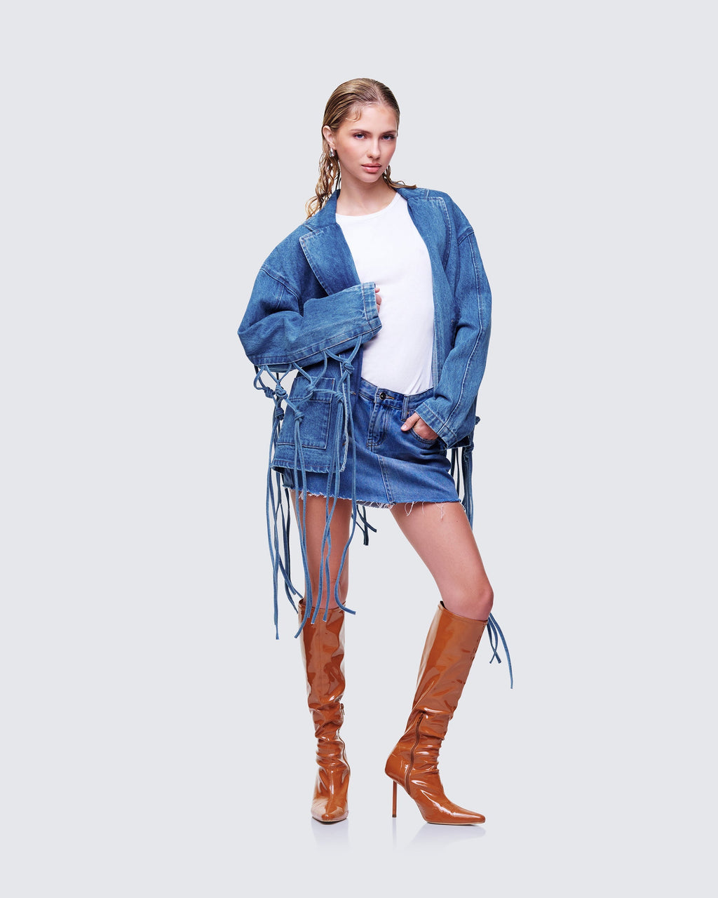 Finesse Kumi Blue Denim Macrame Jacket