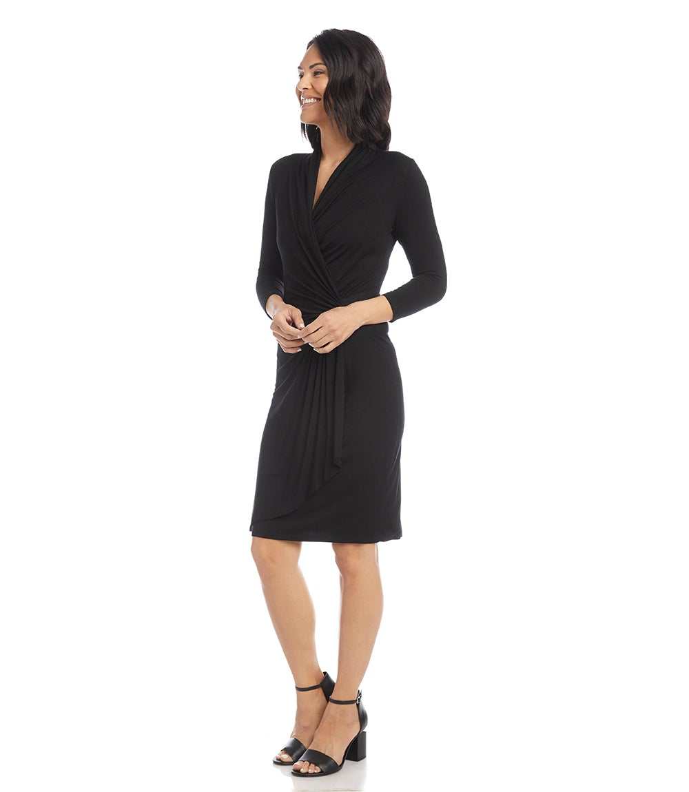 Nabalu Elegant Wrap Midi Dress – Sophisticated Style with Timeless Appeal