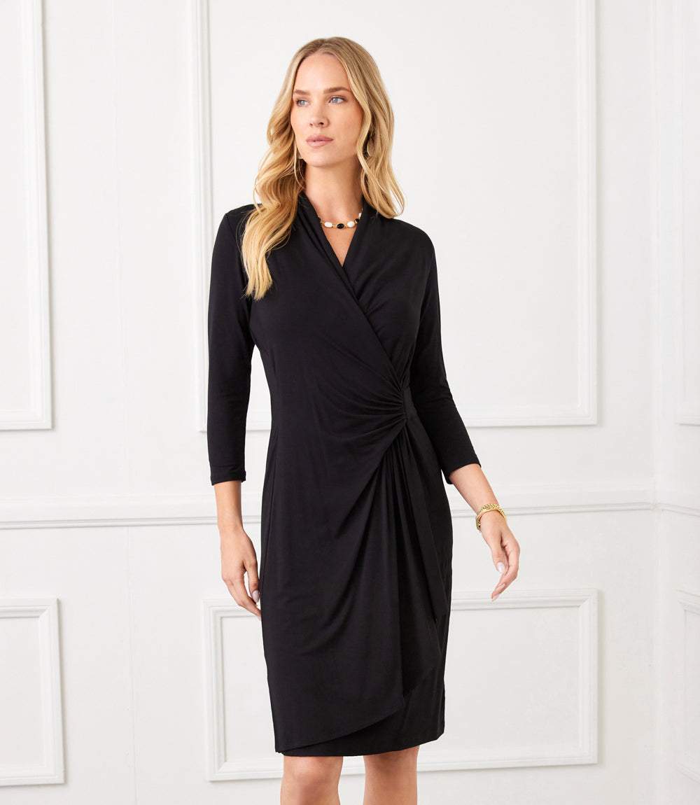 Nabalu Elegant Wrap Midi Dress – Sophisticated Style with Timeless Appeal