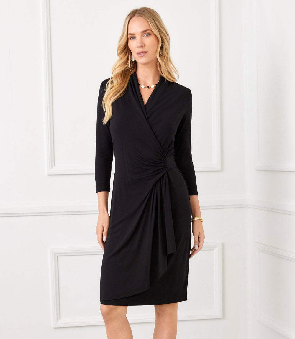 Nabalu Elegant Wrap Midi Dress – Sophisticated Style with Timeless Appeal