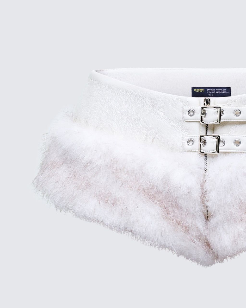 Finesse Larina White Faux Fur Micro Shorts