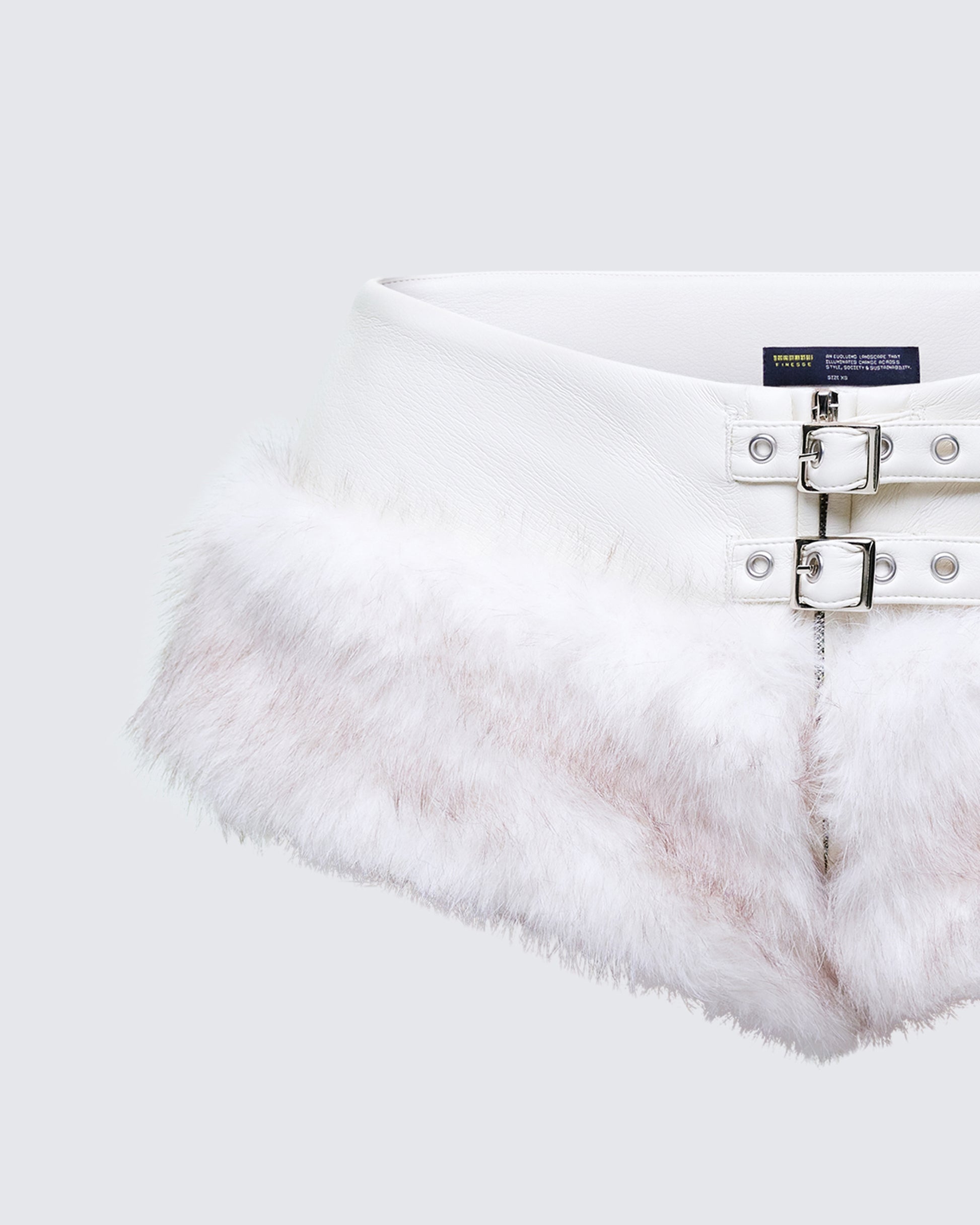Finesse Larina White Faux Fur Micro Shorts