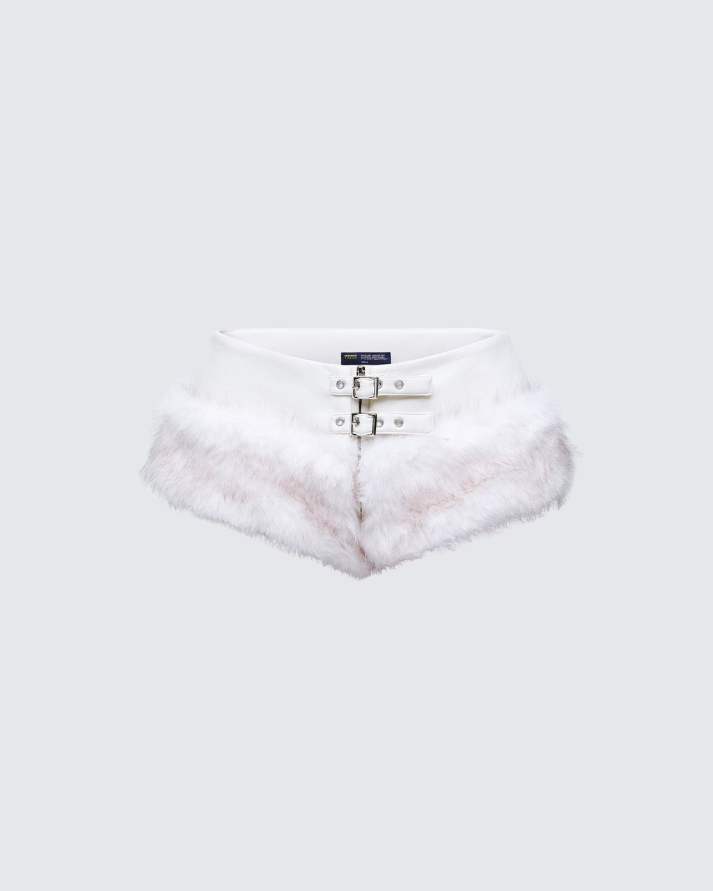 Finesse Larina White Faux Fur Micro Shorts