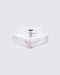 Finesse Larina White Faux Fur Micro Shorts