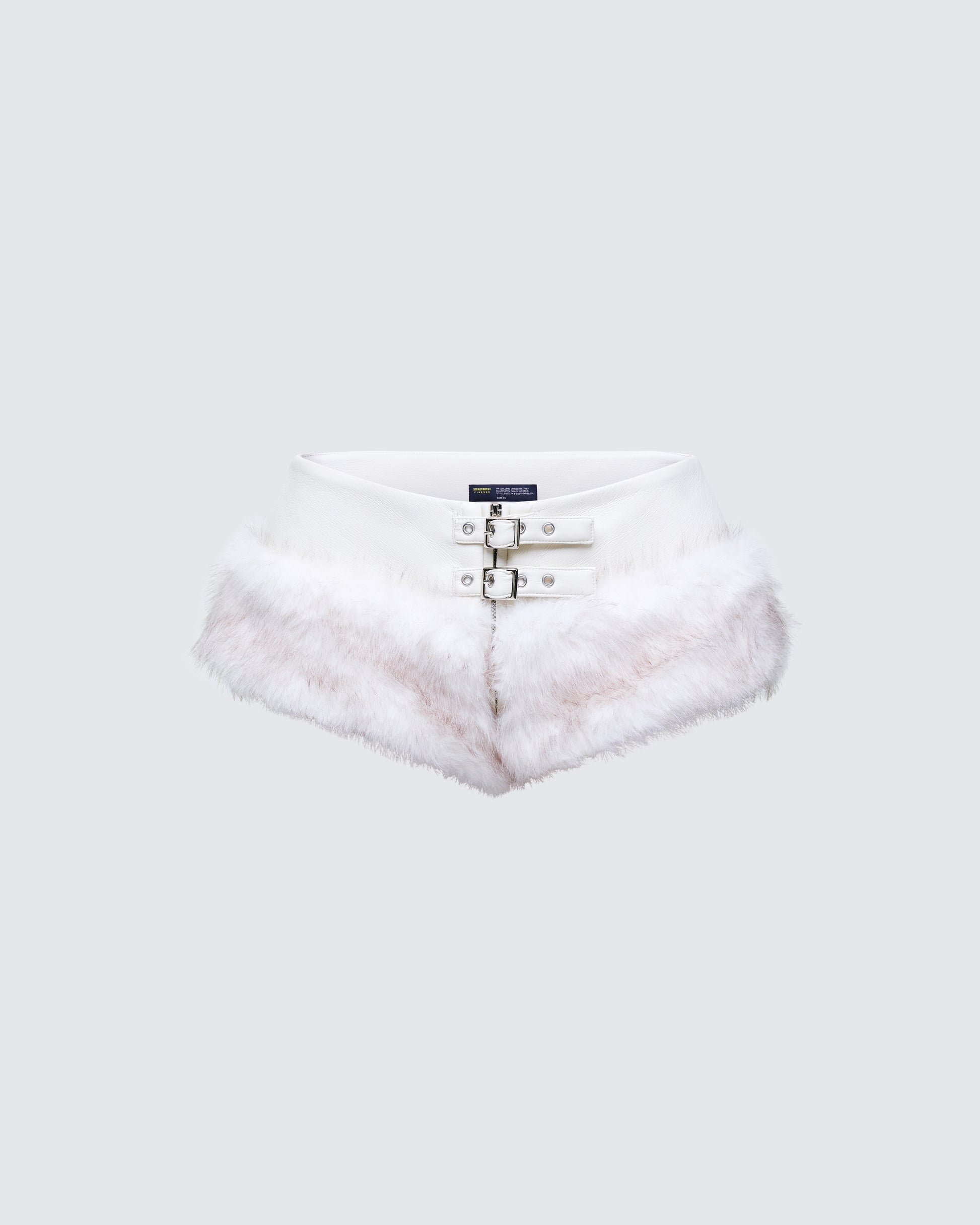 Finesse Larina White Faux Fur Micro Shorts