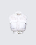 Finesse Larina White Faux Fur Sleeveless Jacket