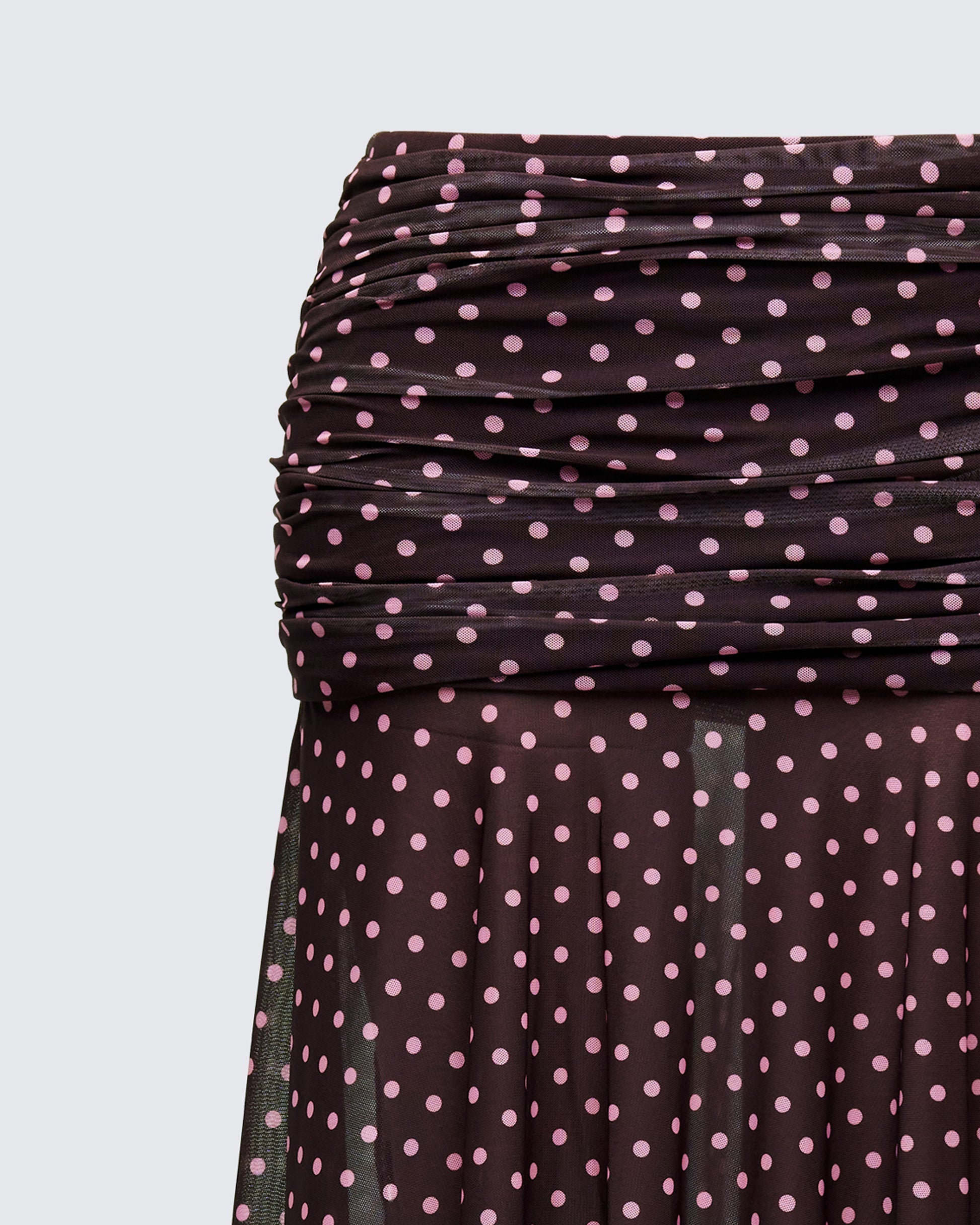 Finesse Lehlani Brown Polka Drop Waist Midaxi Skirt