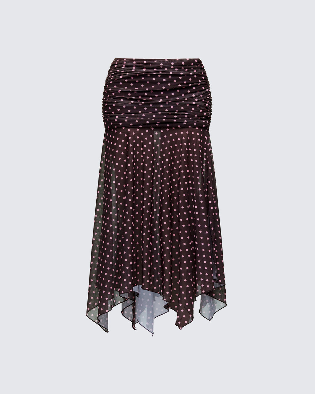 Finesse Lehlani Brown Polka Drop Waist Midaxi Skirt