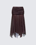 Finesse Lehlani Brown Polka Drop Waist Midaxi Skirt