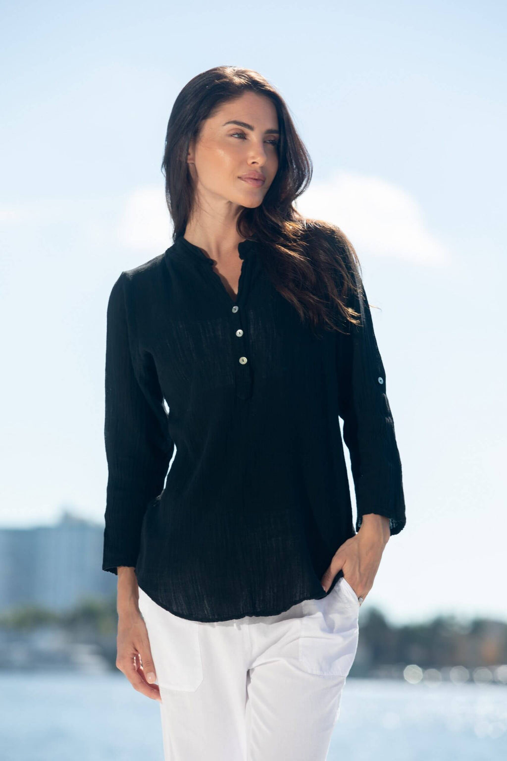 Cotton Natural Women's Linda Black Shirt