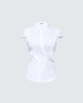 Finesse Lowen White Poplin Cut Out Shirt