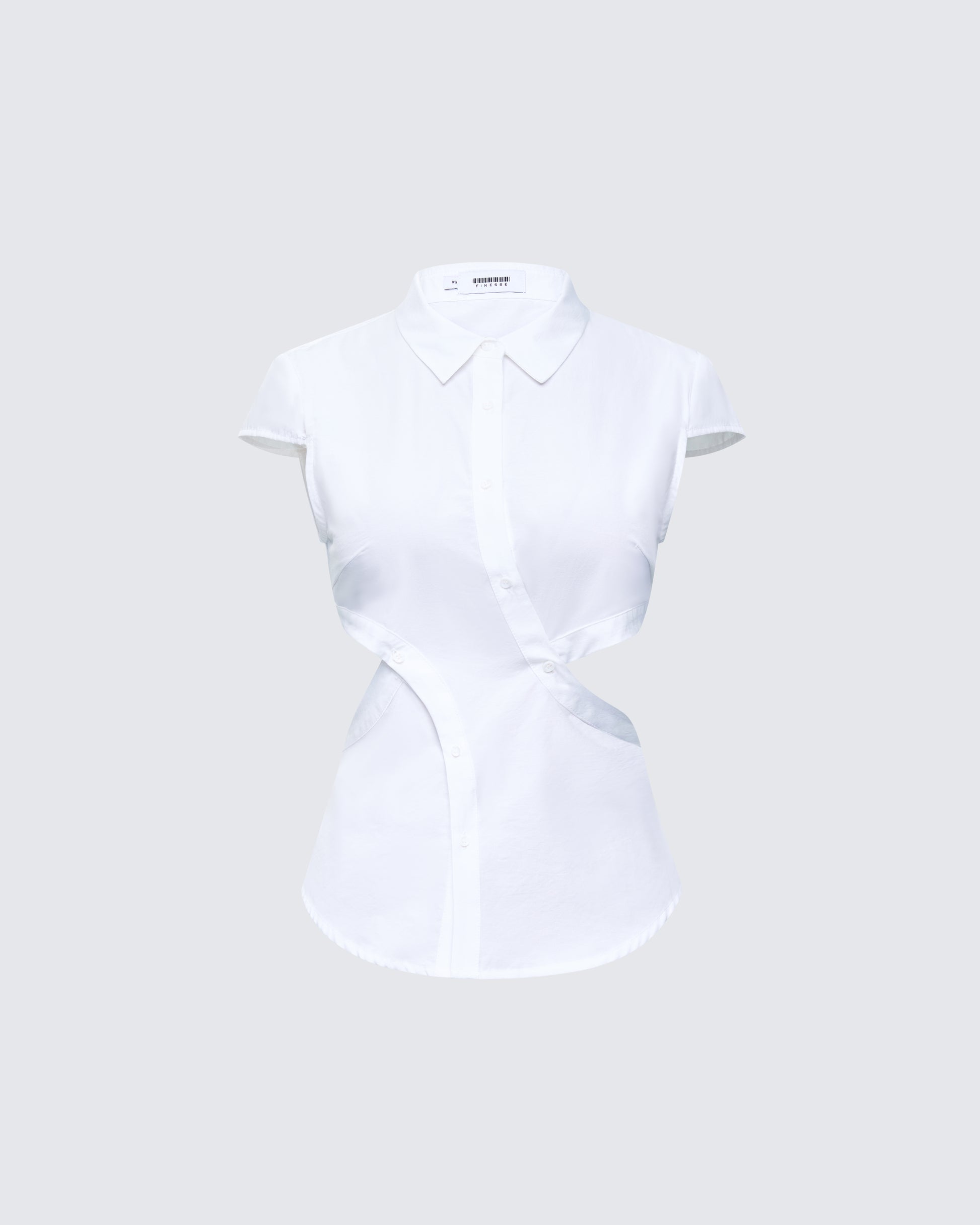 Finesse Lowen White Poplin Cut Out Shirt