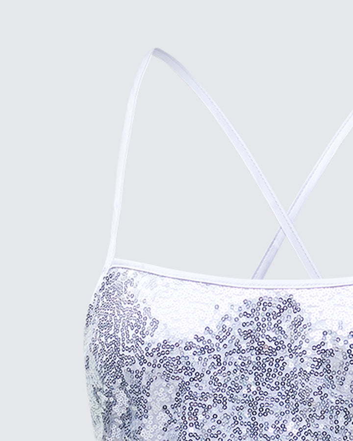 Finesse Lua Silver Sequin Cami Mini Dress