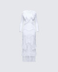Finesse Lulea White Lace Ruffle Trim Mini Dress