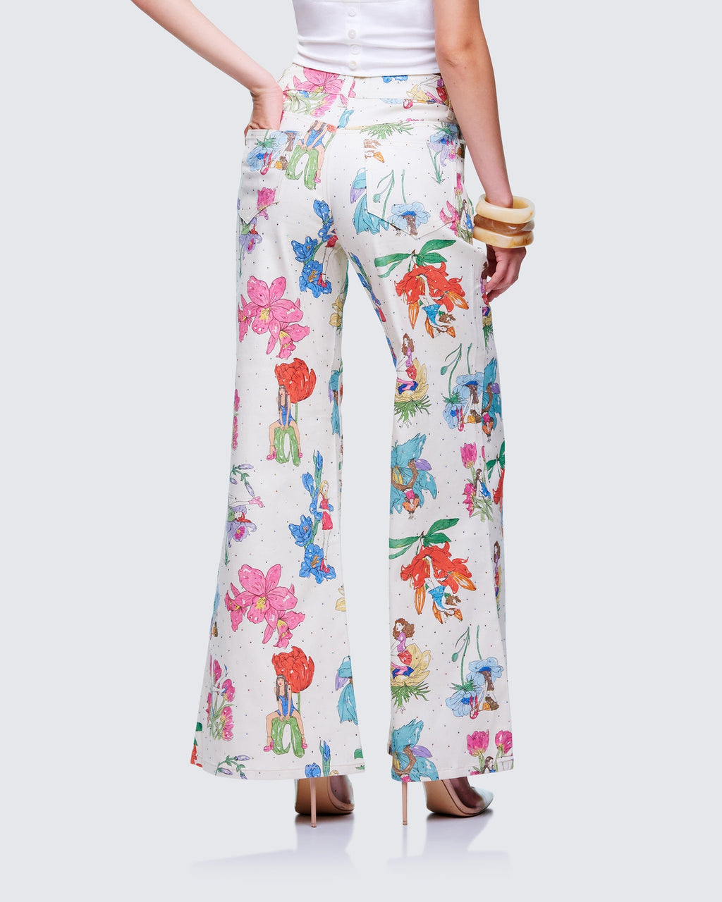 Finesse Lunara Ivory Embellished Twill Pant