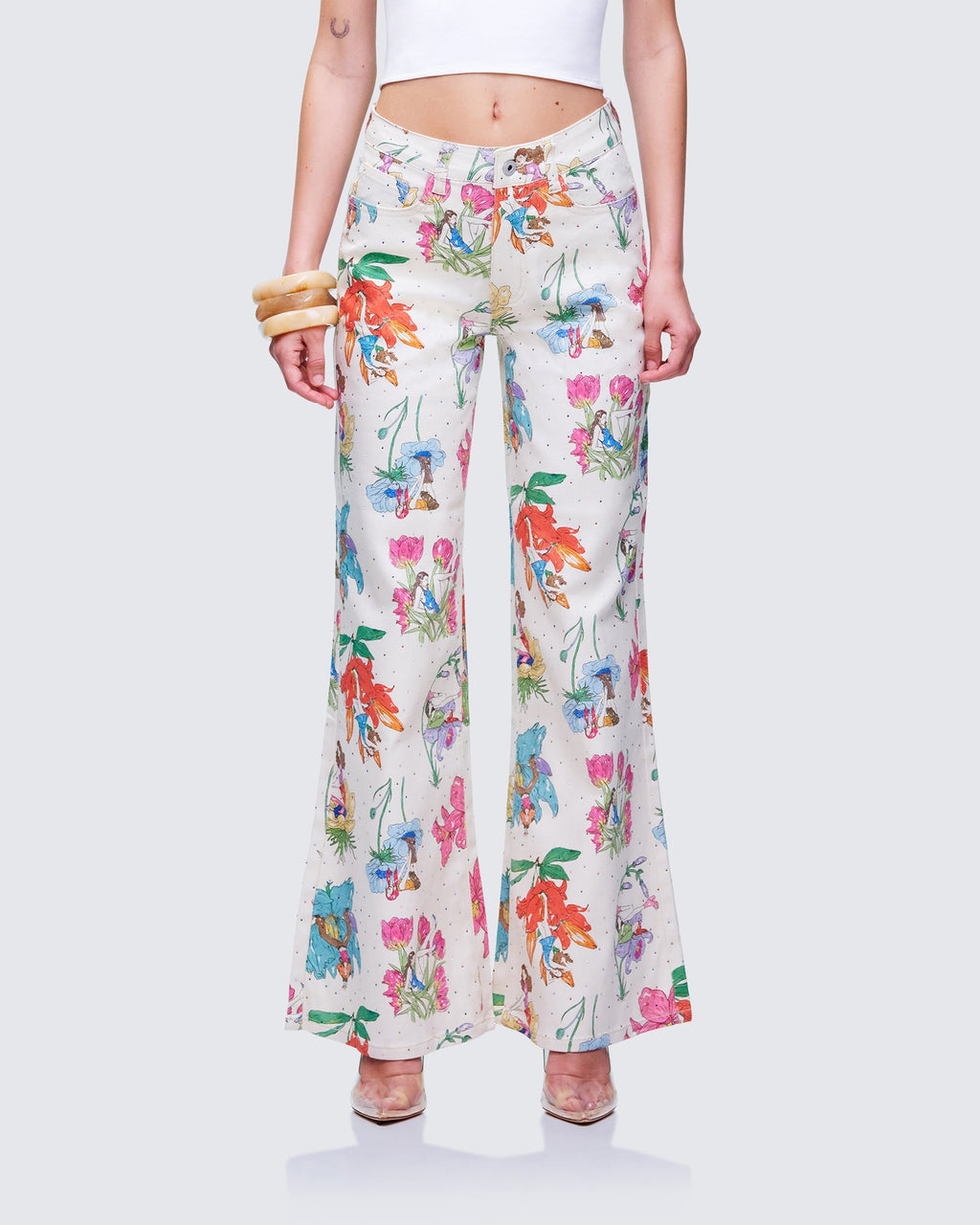 Finesse Lunara Ivory Embellished Twill Pant