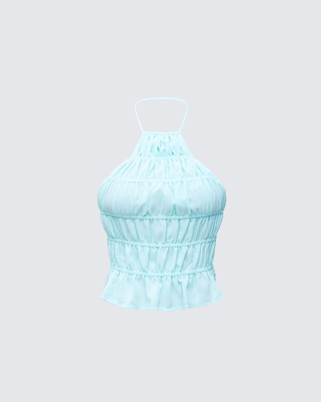 Finesse Luneth Blue Backless Halter Neck Top