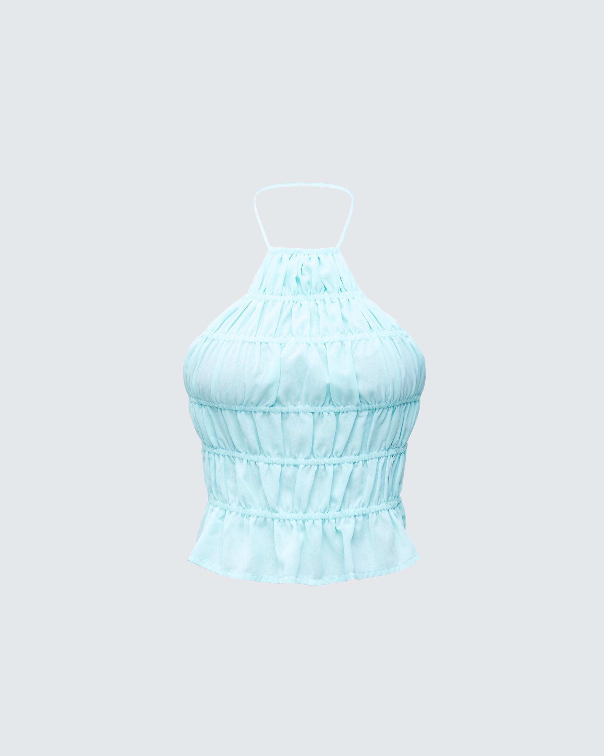 Finesse Luneth Blue Backless Halter Neck Top