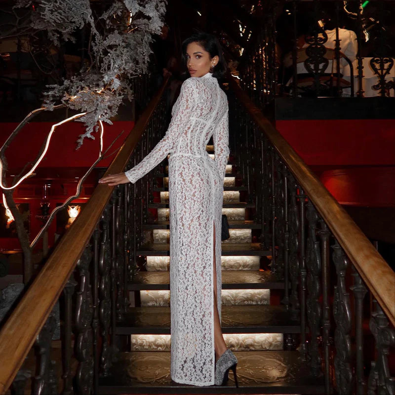 Mermaid Way Lana White Lace Corset Maxi Dress