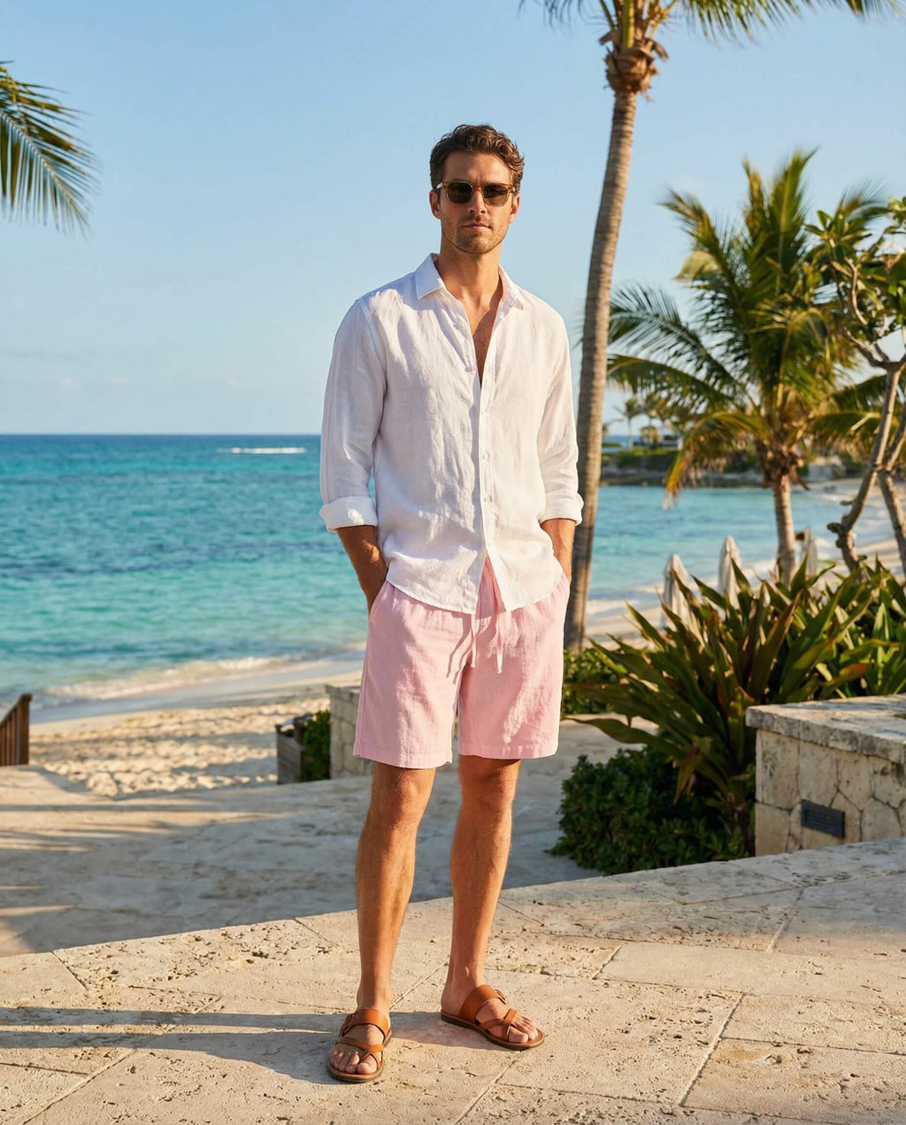 Cotton Natural Men's Leonardo Pink Shorts