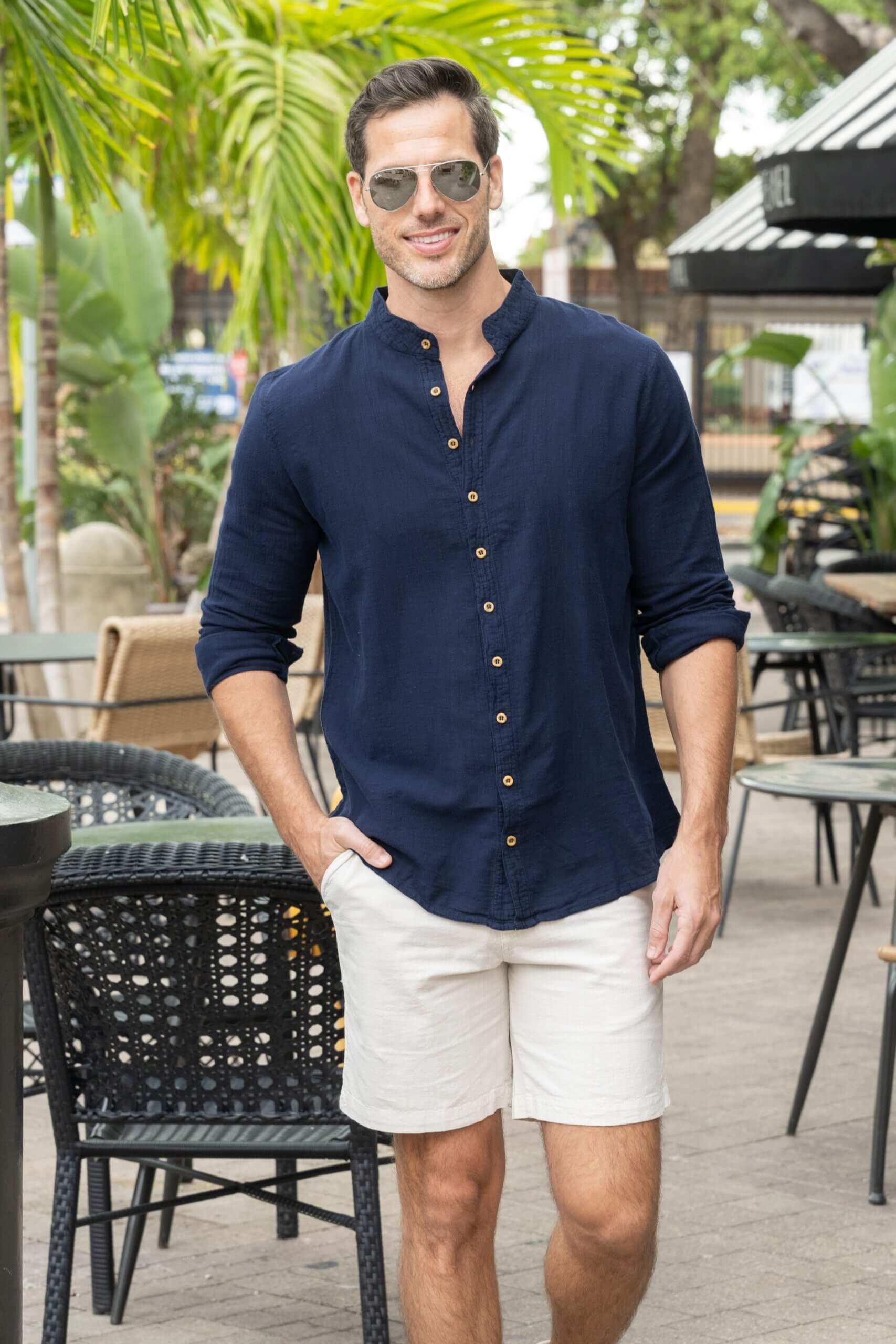 Cotton Natural Men's Luigi Dark Blue Shirt