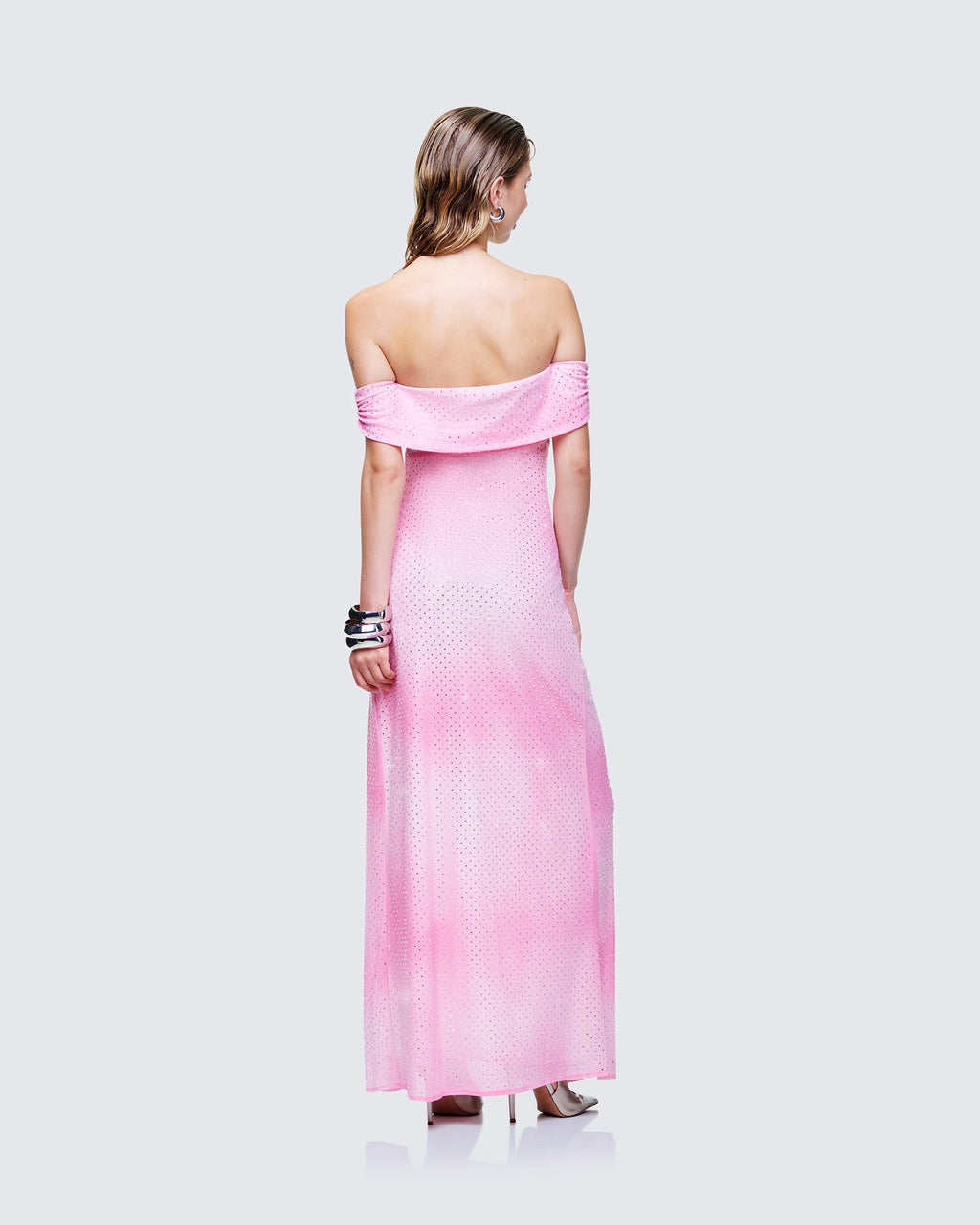 Finesse Maela Pink Diamanté Maxi Dress
