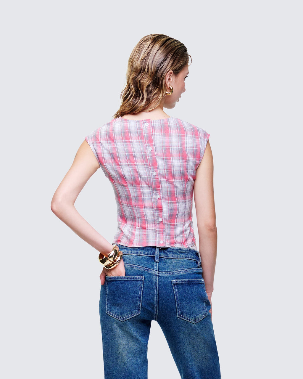 Finesse Malak Multi Check Cutout Shirt