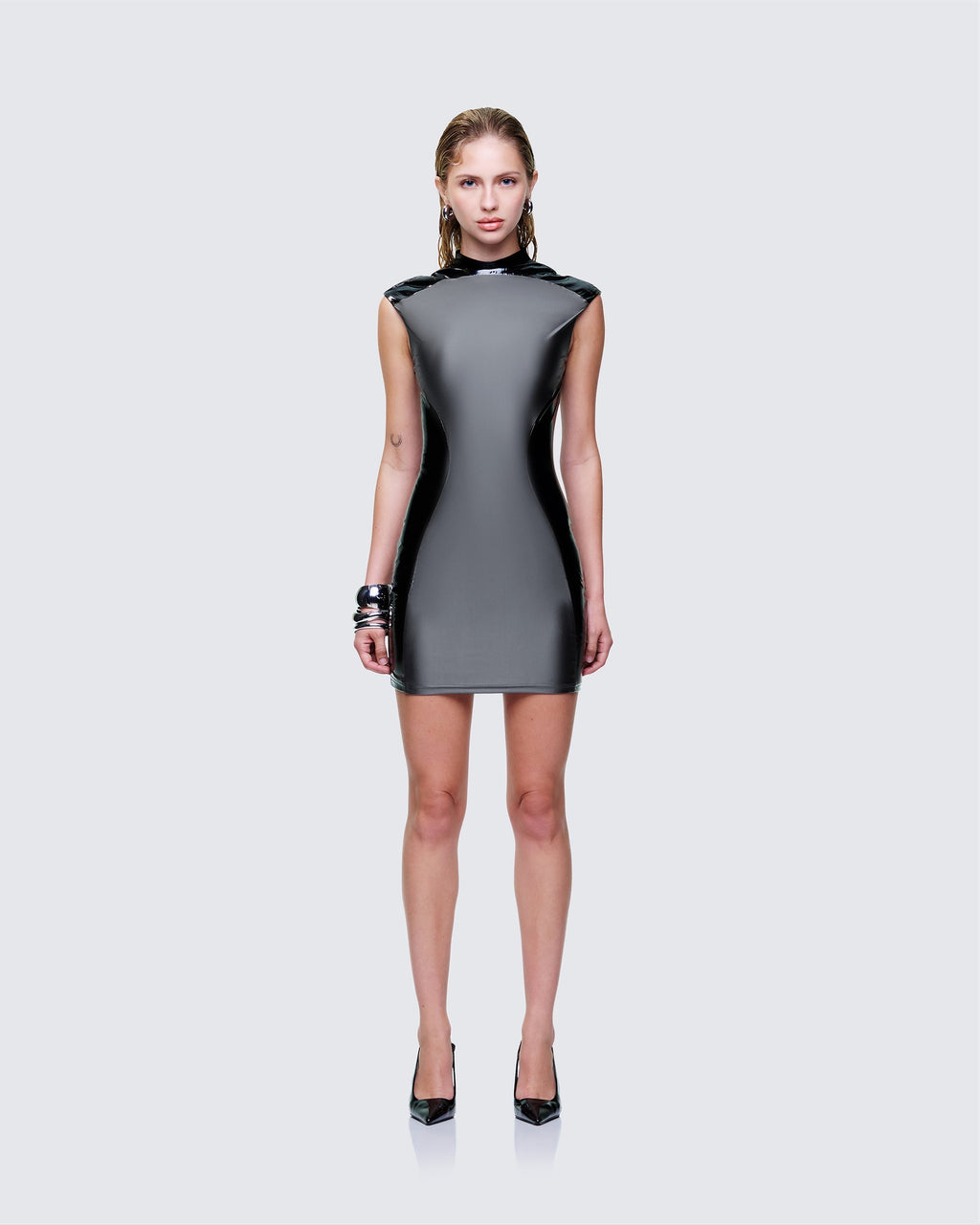 Finesse Marea Black Vinyl Contour Dress