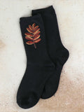 April Cornell Retro Golden Leaf Crew Sock - Black