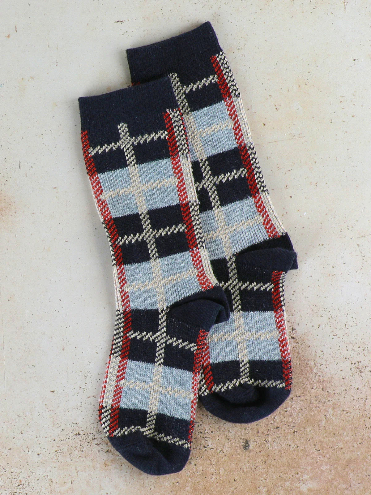 April Cornell Retro Plaid Crew Sock - Black